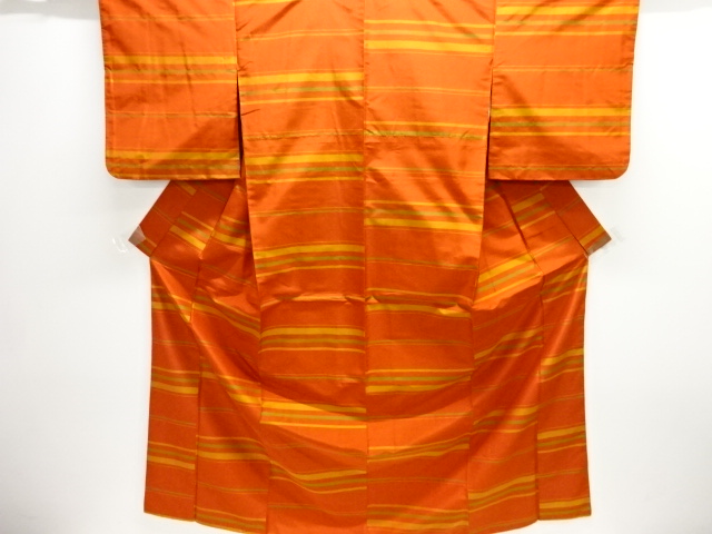 JAPANESE KIMONO / ANTIQUE ENSEMBLE KIMONO / SILK / YONEZAWA TSUMUGI / WOVEN STRIPE